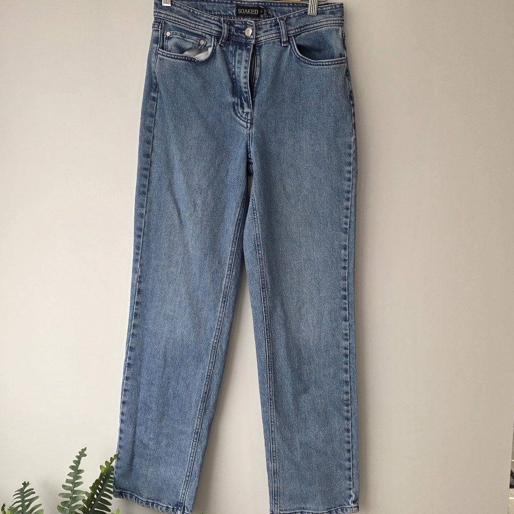 Soaked Straight Leg Blue Jeans